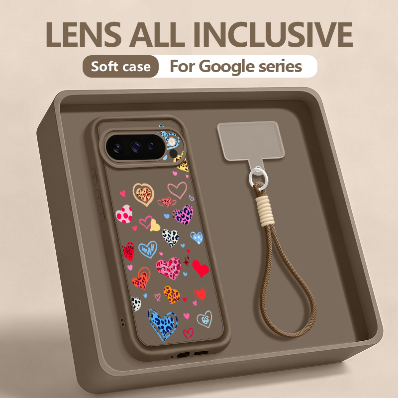 Google Pixel 9 Pro - Colorful Love Heart Printed Case For