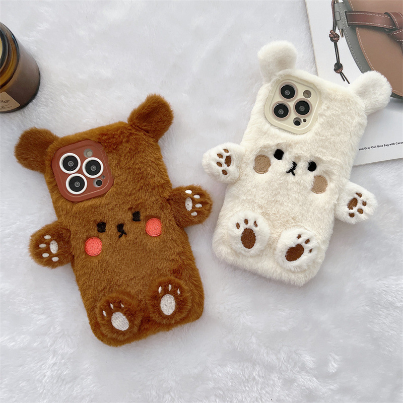 Korean 3D Cartoon Bear Fluffy  - đánh giá và giá Apple Iphone 16