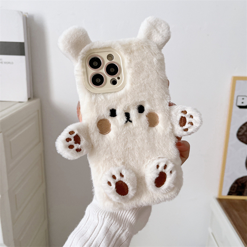 Korean 3D Cartoon Bear Fluffy  - đánh giá và giá Apple Iphone 16