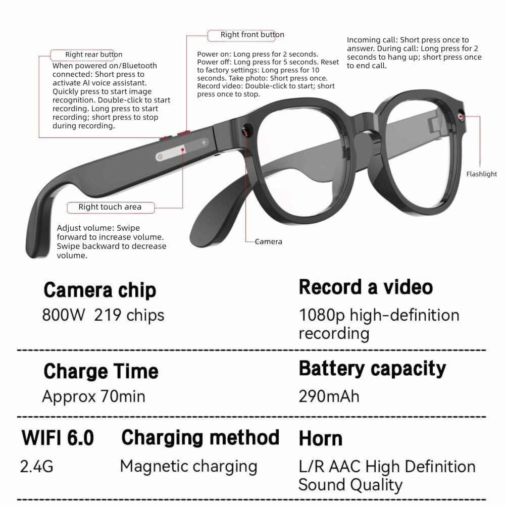 2 in 1 AI Smart Glasses HD Pho - đánh giá và giá Smart Glasses Lens